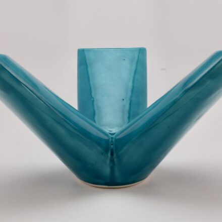 V267: Main image for Three Legs Trangle Turquoise Vase made by Brooks Oliver