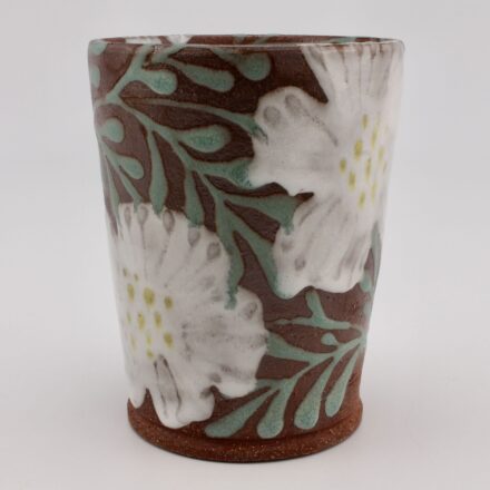 C1424: Main image for Tall Leafy Tumbler with White Blooms made by Ruth Easterbrook