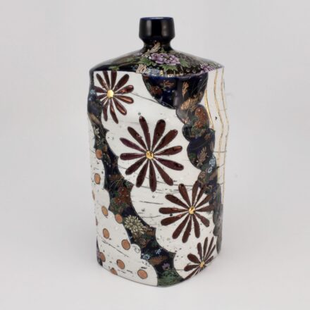 V268: Main image for Bottle Shape Vase in Cobalt/White made by Gillian Parke